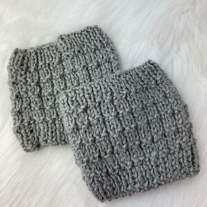 Boot Cuff Toppers Soft Gray Handmade Crochet Knit
